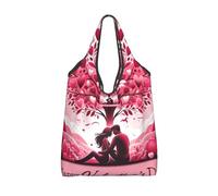 Vortithora Sac d'épicerie pliable réutilisable Valentine-Love-Tree Sac de courses fourre-tout imperméable