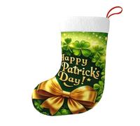 Vortithora Shining-Clover-St.Patrick'S Bas de Noël en peluche double face, décoration de cheminée de vacances pour cadeaux de famille