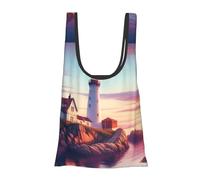 Vortithora Sunset-Lighthouse-Ocean Sac de courses pliable réutilisable Sac d'épicerie portable pour usage quotidien