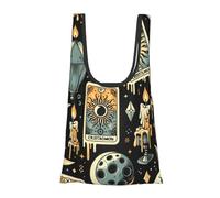 Vortithora Tarot-Cards-Halloween Sac de courses pliable réutilisable Sac d'épicerie portable pour un usage quotidien