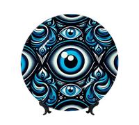 Vortithora The-Blue-Evil-Eye Assiette décorative de 25,4 cm avec support, élégante assiette murale pour décoration d'intérieur