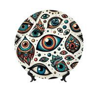 Vortithora The Colorful-Evil-Eye Assiette décorative avec support pour décoration d'intérieur 25,4 cm
