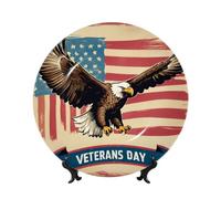 Vortithora Veterans'Day Assiette décorative de 25,4 cm avec support, assiette murale élégante pour décoration d'intérieur