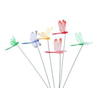 Vortiva Lot de 10 piquets en forme de libellule - En PVC - Activé par le | Lot de 10 piquets en PVC avec ailes mobiles pour parterres de fleurs et pots de fleurs
