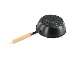 Vortiva Poignée en bois pour barbecue | Fer et bois, base creuse pour un éclairage rapide, longue poignée sûre, double comme mini gril, idéal pour le pique-nique et