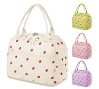 Vortix Sac Isotherme Repas Femme, Lunch Bag Isotherme Souple et Pliable, Sac Repas Avec Doublure Etanche, Lunch Box Pratique pour Étudian/Bureau/Pique-nique (Beige)