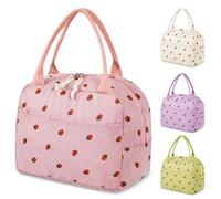 Vortix Sac Isotherme Repas Femme, Lunch Bag Isotherme Souple et Pliable, Sac Repas Avec Doublure Etanche, Lunch Box Pratique pour Étudian/Bureau/Pique-nique (Rose)