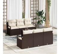 Vortrek Ensemble de canapé de jardin 7 pièces avec coussins en rotin synthétique résistant aux intempéries pour terrasse, balcon et jardin, groupe de salon modulaire avec espace de rangement et
