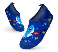 Vorvowry Chaussure Plage Enfant Fille Garçon Antidérapant Séchage Rapide Lumière Piscine Aquatique Chaussures d Eau Requin Bleu Profond 22-23