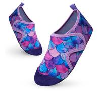 Vorvowry Chaussure Plage Enfant Fille Garçon Antidérapant Séchage Rapide Lumière Piscine Aquatique Chaussures d Eau Écailles de Poisson Violettes 28-29