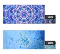 Vorvowry Serviette de Plage Homme Femme XXL Grande Microfibre Léger et Doux Anti Sable Séchage Rapide Drap de Plage avec Sac en Filet 80×180cm B Tortue + Mandala Violet 2PC