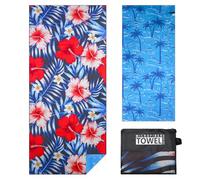 Vorvowry Serviette de Plage Homme Femme XXL Grande Microfibre Léger et Doux Anti Sable Séchage Rapide Drap de Plage avec Sac en Filet 80×180cm Fleurs Tropicales 1PC