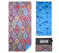 Vorvowry Serviette de Plage Homme Femme XXL Grande Microfibre Léger et Doux Anti Sable Séchage Rapide Drap de Plage avec Sac en Filet 80×180cm Bohême 1PC