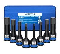 VORXEON 1/2 Jeu de Douille hexagonal 5mm-19mm en acier allié S2 Coffret de Douilles Tournevis à Chocs Hexagonal adapté aux clés pneumatiques, réparations automobiles