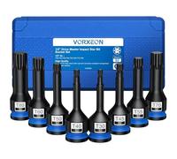 VORXEON 1/2 Jeu de Douille Torx Male en Acier Allié S2 Embouts T30, T40, T45, T50, T55, T60, T70, T80 Adaptateurs de Embout star Convient pour clés pneumatiques électriques