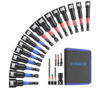 VORXEON Jeu De Douilles Magnétiques 65mm Pour Perceuse À Impact - Embouts Métriques (6-14mm) Et SAE (1/4"-9/16") Avec Extension Rapide - Professionnel, Prise Ferme, Durable