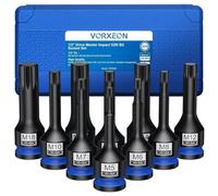VORXEON Lot de 10 douilles à impact XZN triple carré 42CRMO avec étui de rangement M5 M6 M7 M8 M9 M10 M12 M14 M16 M18