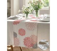 Vorysum Chemin de Table Moderne Dahlia Rose Imperméable Nappe Décoration de Table de Mariage Table Anniversaire Mousseline Cuisine Déco pour Table Basse Fêtes 33x120 cm