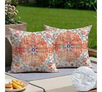 Vorysum Housse de Coussin Décoratif 40x40 cm Rouge Style Rétro - Anti-UV et Imperméable, Parfaite pour Salon, Jardin ou Événements en Plein Air Lot de 2