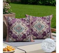 Vorysum Housse de Coussin Décoratif 40x40 cm Violet Style Rétro - Résistante aux Rayons UV et à l'eau, Parfaite pour Salon, Jardin ou Événements en Plein Air Lot de 2