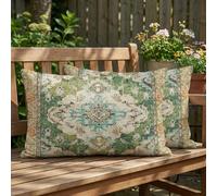 Vorysum Housse de Coussin Vert 30x50 cm Style Bohème - Imperméable et Résistante, Parfaite pour Fêtes en Plein Air, Pique-Nique ou Décoration de Salon Moderne Lot de 2