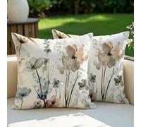 Vorysum Lot de 2 Fleurs Housse de Coussin 45x45 Décoration Moderne Imperméable Housse Coussin Extérieur Abstrait Housses d'oreiller Peinture à l'encre Canapé Chambre Lit Jardin
