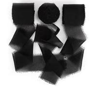 Vorysum Noir Ruban Cadeau Ruban Satin 39 mm x 5m, 3 Tomes Ruban Cadeau Emballage Ruban Tissu Jeu de Ruban Mariage Ruban Bouquet pour Baptême, Emballage de Cadeaux,Décoration et Loisirs Créatifs