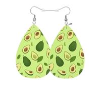 Vosach Boucles d'oreilles en cuir léger en forme d'avocat avec feuilles d'avocat vertes tropicales
