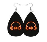 Vosach Boucles d'oreilles en cuir synthétique orange fluo style icône légère musique vague larme boucles d'oreilles pendantes en cuir pour femme pour mariage