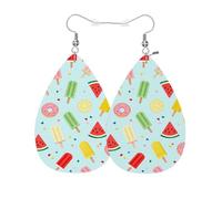 Vosach Boucles d'oreilles en forme de goutte d'eau en cuir de crème glacée - Jolies boucles d'oreilles en forme de goutte d'eau - Pour femmes et filles