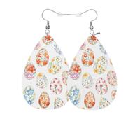 Vosach Boucles d'oreilles pendantes en cuir synthétique avec motif œufs de Pâques colorés en forme de larme pour femme
