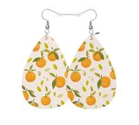 Vosach Boucles d'oreilles pendantes en cuir synthétique orange peintes à la main pour mariage