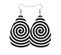 Vosach Vortex Boucles d'oreilles tendance en cuir en forme de larme en forme de spirale abstraite géométrique radiale pour femmes et filles