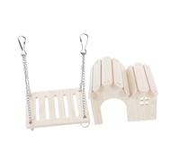 VOSAREA 1 Ensemble De Maison en Bois pour Hamster avec Jouets d'escalade Et Balançoire, Cachette en Bois pour Petits Animaux, Habitat Confortable Et Sûr pour La Maison Et Les