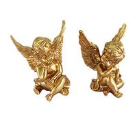 VOSAREA 1 Paire Ange Micro Paysage Ange chérubin Assis Ange en résine Figurine Ange de Jardin de fées Art de Cour Dange Auto décorations d'anniversaire Artisanat de bébé décorer