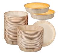 VOSAREA 100 Moules à Tartelettes Ronds 4 Pouces Beige, Mini Moules à Pâtisserie Antiadhésifs pour Four, Caissettes à Pâtisserie pour Cuisson de Quiches, Tartes et Desserts Maison, Lot