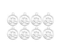 VOSAREA 100 Pièces Pendentifs Charme Lotus en Alliage Argenté, Accessoires pour Fabrication de Bijoux Diy, Forme Ronde Délicate, pour Projets Scrapbooking et Bracelets