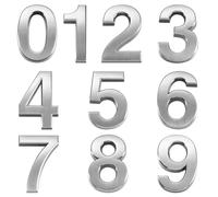 VOSAREA 10pcs Numéro de métal stéréoscopique Numéro de Plaque Moderne Maison Adresse de l'hôtel Hôtel Chiffres Plaque d'autocollant Signe (0-9, Un pour Chaque numéro) (silver)