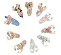 VOSAREA 10pièces Bagues pour Ongles avec Décoration Brillante pour Femmes Décoration de Doigts Style Aléatoire