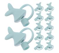VOSAREA 12 Pièces Capuchons de Paille en Silicone Réutilisables de Queue de Poisson Bleue, Doux et Lavables, pour Fête en Plein Air et Protection Anti-poussière