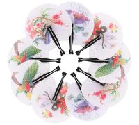 VOSAREA 12 Pièces Éventail Pliant Rond en Papier Vintage Portable, Design Rétro Chinois Unique, Compact et Léger, pour L'été Chaud Danse Plusieurs Styles