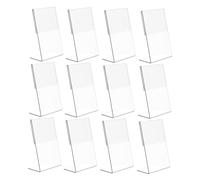 VOSAREA 12 pièces Support de Table Acrylique Transparent L Porte Cartes et Numéros de Table Présentoir Menu Résistant Aux Rayures Socle Plat pour Bureaux et Événements