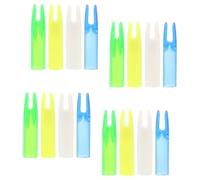 VOSAREA 16 Encoches de Flèches pour Tir à l'arc Queue de Protection 6 MM Intérieur Plastique Résistant Transparent Bleu Vert Blanc et Jaune Lot de 16 Pièces pour Flèches Extérieures