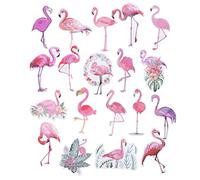 VOSAREA 19pièces Autocollants Pour Bagages Flamants Roses Pvc Imperméables Autocollants Pour Ordinateur Portable Et Téléphone Set De Stickers
