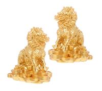 VOSAREA 1Paire Décoration Résine Kylin Feng Shui Adornements Animaliers pour Bureau Sculptures Intérieures Élégantes Moyenne Long Large Haut