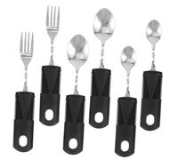 VOSAREA 2 ensembles Ustensiles Adaptatifs Tremblement Acier Inoxydable avec Manche Ergonomique Texturé Cuillère et Fourchette pour Personnes Âgées et Handicapées Lot de Portables