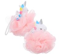 VOSAREA 2 Éponges de Bain Licorne pour Filles et Garçon et Filles, Exfoliantes Mousse Riche, en Matériaux Pp et Pe, Forme Licorne Rose Bain Agréable