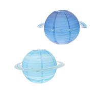 VOSAREA 2 Lanternes en Papier de Planète pour Décoration de Fête à Thème Spatial, Réutilisables et Pliables, Matériau Papier et Fer, pour Anniversaires