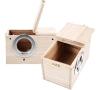 VOSAREA 2 Nichoirs en Bois Naturel pour Petits Oiseaux, Robustes et Sûrs, Décorations de Jardin pour Balcon ou Animalerie, Ouverture à Gauche ou Droite