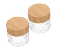 VOSAREA 2 Pcs Échantillon Vide Bott De Pot À Crème En Verre Avec Couvercle En Bois Contenants Cosmétiques Boîtes À Crème En Verre Rechargeable De Crème En Verre Pour Maquillage Pour Le